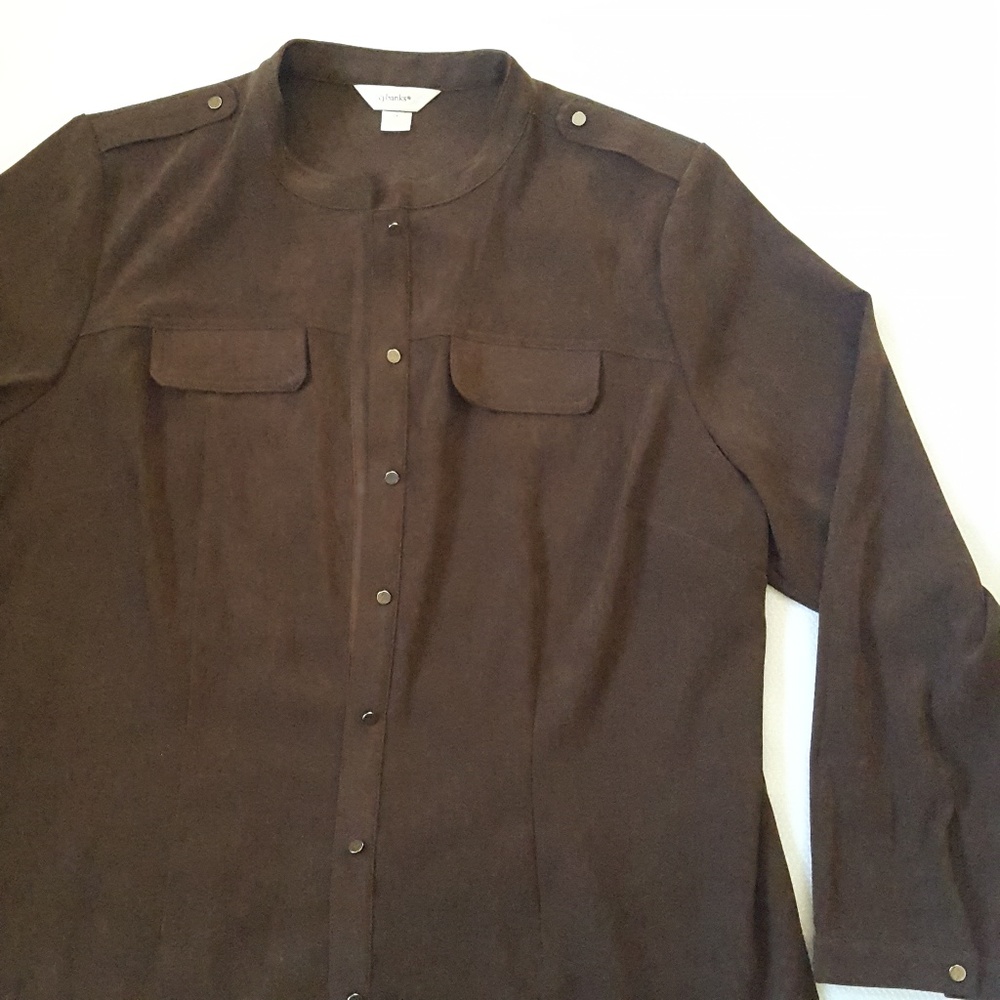 Lightweight Faux Suede Button up Jacket 1X